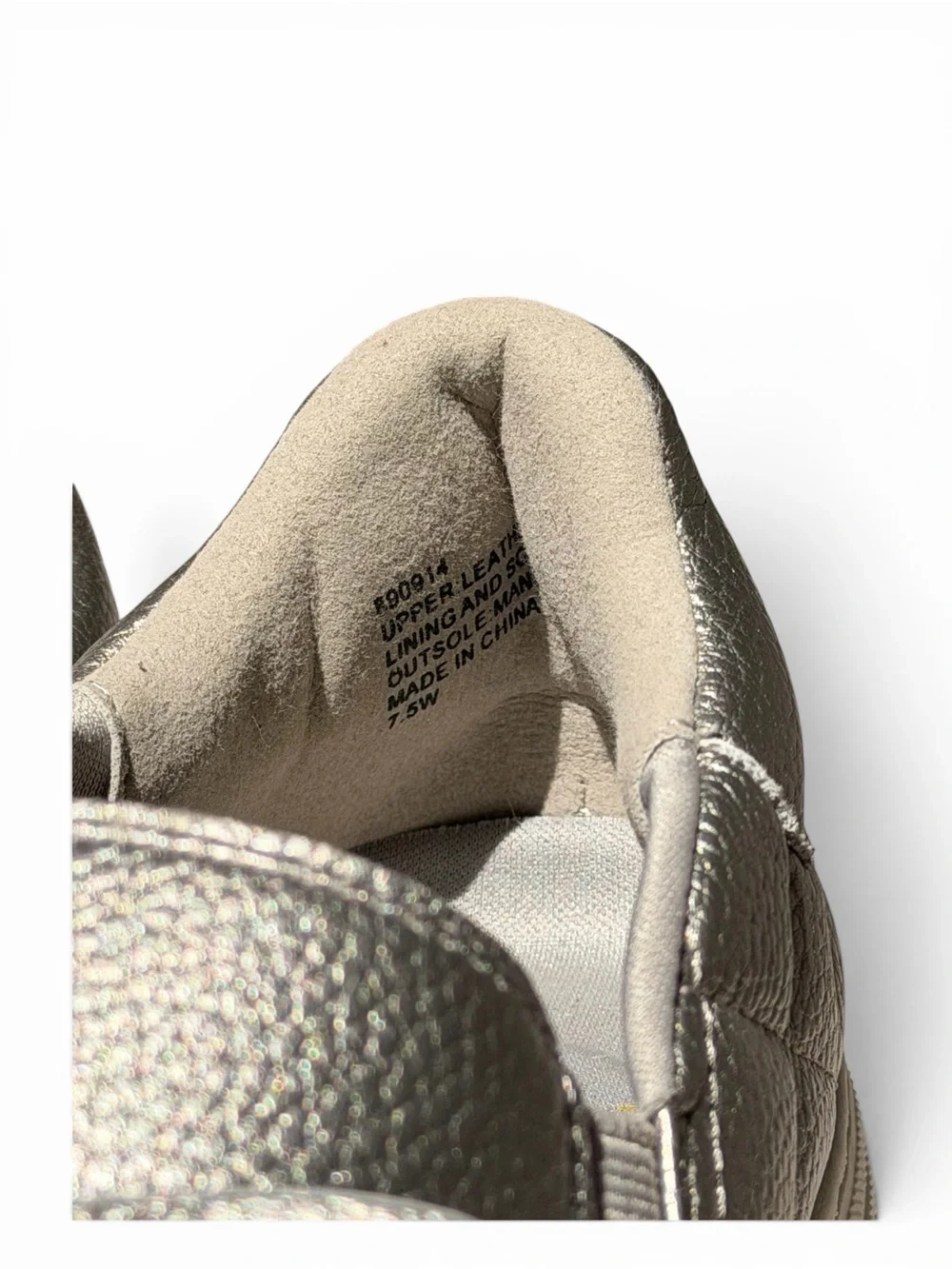 Joy Luxe Genuine Leather Bow Platform Sneakers Orthotic Slip On Pewter‎ 7.5W